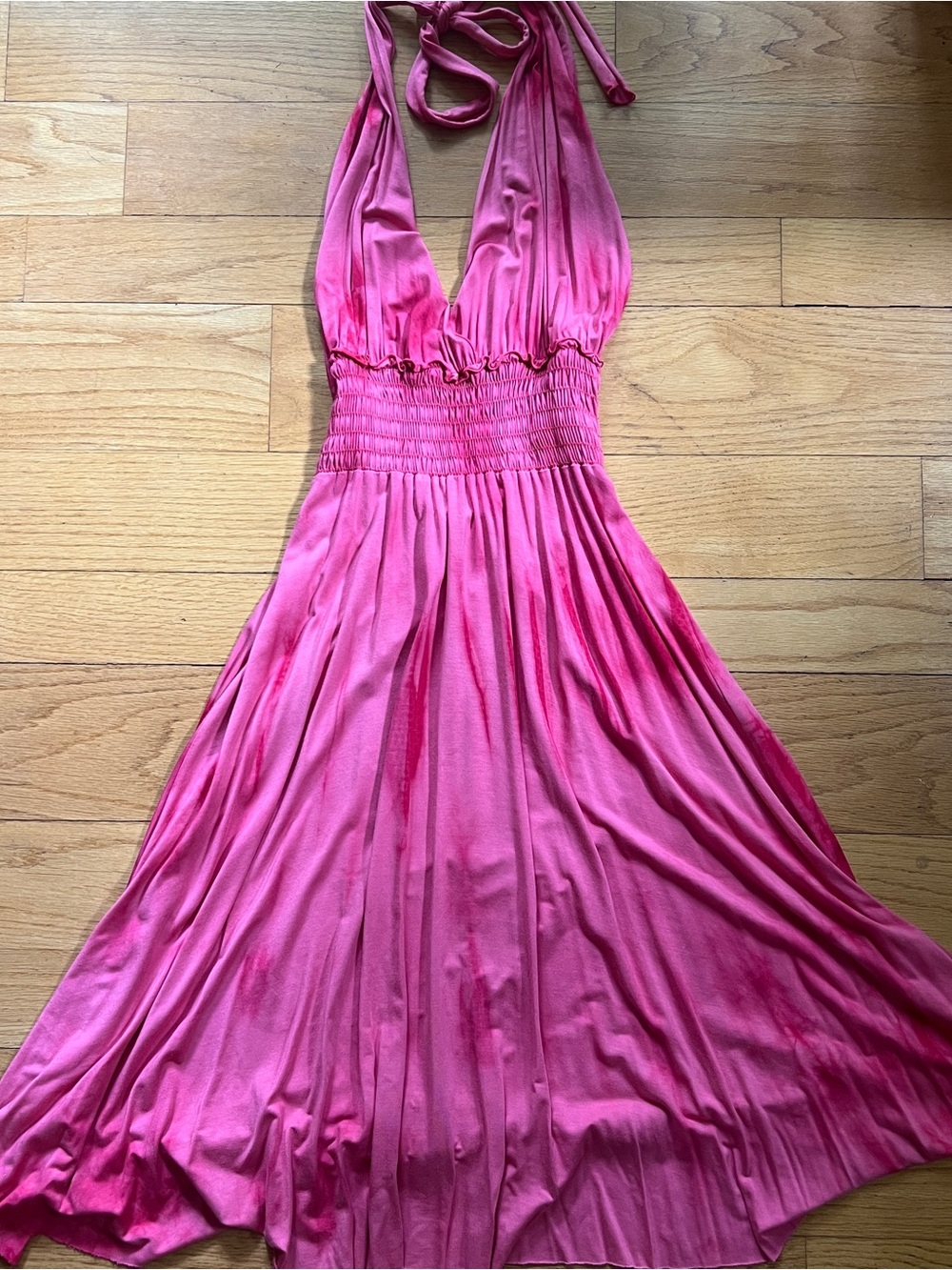 Y2K Halter Midi Dress in Pink
